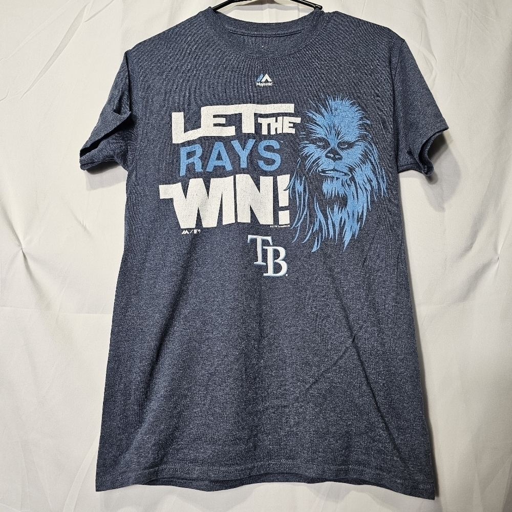 Majestic small let the Rays win! Sport tshirt baseball Tampa Bay Devil Rays